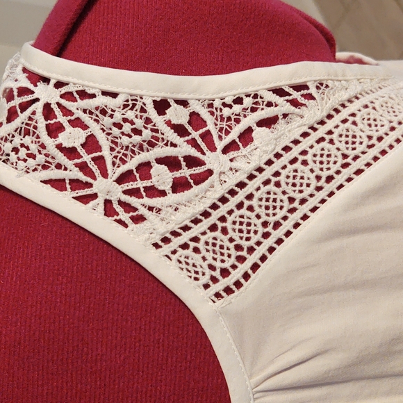 Loft Lace Embellished Flowy Tunic Tank Blouse Cream XSP - Picture 4 of 12